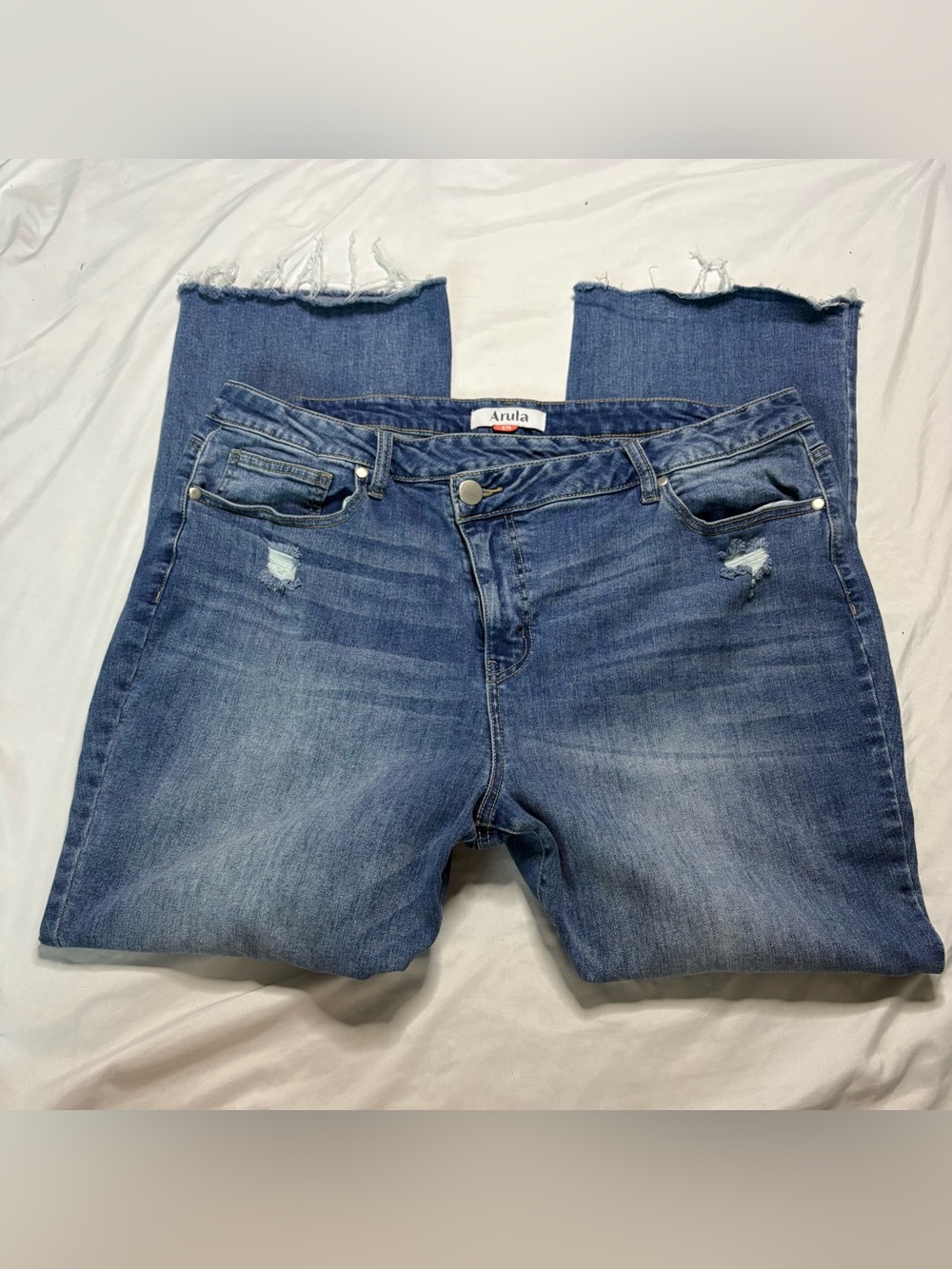 Arula Medium Wash Flare Denim, Size 18